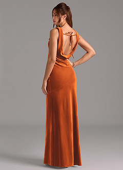 Azazie Rylina Bridesmaid Dresses Burnt Orange Mermaid Bow Velvet Dress image6