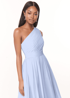 Azazie Katrina Bridesmaid Dresses Ice A-Line One Shoulder Chiffon Dress image5