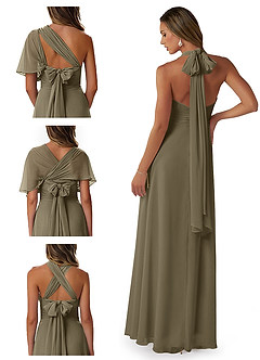 Azazie Fifi Jurken voor bruidsmeisjes Converteerbaar Jurk van Chiffon met A-Lijn Strapless Wilgengroen image8