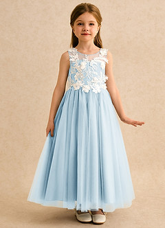 Azazie Mixie Flower Girl Dresses Sky Blue Ball-Gown Lace Dress image5