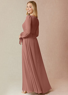 Azazie Leonia Bridesmaid Dresses Cedar Rose A-Line Long Sleeve Chiffon Dress image2