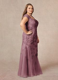 Azazie Marbella Mother of the Bride Dresses Vintage Mauve Mermaid Queen Anne Sequins Lace Dress image11
