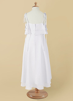 Azazie Temi Flower Girl Dresses White A-Line Spaghetti Strap Chiffon Dress image13