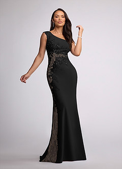 Azazie Juliane Mother of the Bride Dresses Black Mermaid Sequins Lace Dress image1
