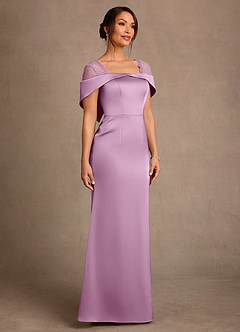 Azazie Henrieta 신부의 어머니 드레스 쉬스 레이스 스트레치 새틴 플로어 길이 드레스 image3