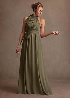 Azazie Antoinette Mother of the Bride Dresses Willow Green A-Line Pleated Chiffon Dress image1