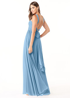 Azazie Dionne Bridesmaid Dresses Steel Blue A-Line Corset Chiffon Dress image5
