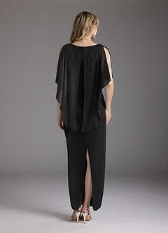 Azazie Aspyn Mother of the Bride Dresses Black Sheath Beaded Mesh Dress image7