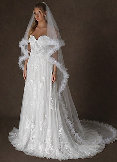 front Sophia Cut Edge Two Tier Chapel Veil