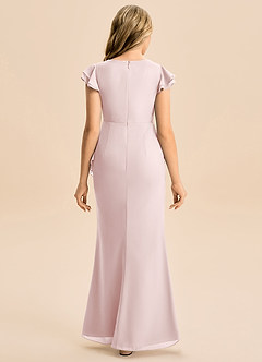 Azazie Julie Junior Blushing Pink Mermaid Ruched Chiffon Dress image5
