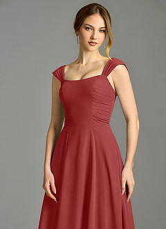 Azazie Oasis Bridesmaid Dresses Rust A-Line with Pockets Chiffon Dress image3