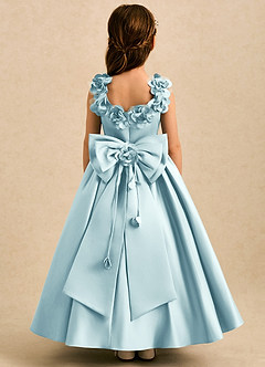 Azazie Eden Flower Girl Dresses Sea Glass Ball-Gown Pleated Matte Satin Dress image1