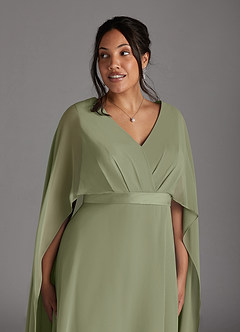 Azazie Isa Mother of the Bride Dresses Pistachio A-Line V-Neck Pleated Chiffon Dress image11