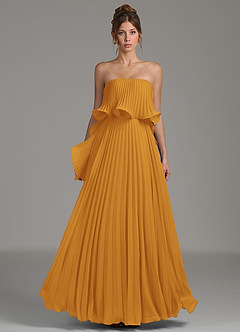 Azazie Alexia Bridesmaid Dresses Butterscotch A-Line Ruched Chiffon Dress image4