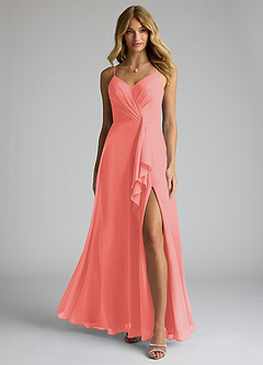 Azazie Akita Bridesmaid Dresses Coral A-Line Chiffon Dress image3
