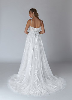 Azazie Alondra Wedding Dresses Diamond White A-Line Lace Tulle Dress image3
