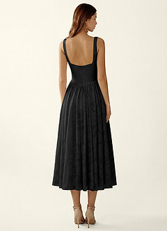 Ottavia Black Jacquard Midi A-line Graduation Dress image2