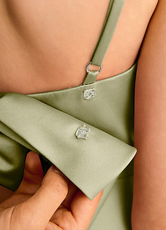 Azazie Joella Girls Formal Flower Girl Dresses Moss Green A-Line Pleated Matte Satin Dress image7