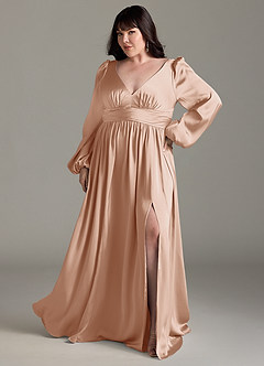 Azazie Norah Brautjungfernkleider A-Linie Stretch-Satin Kleid Englisches Rosa image7
