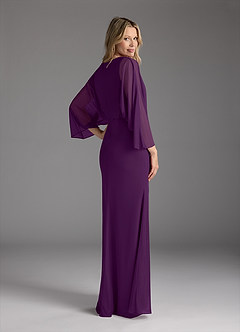 Azazie Ysabella Mother of the Bride Dresses Grape Mermaid Pleated Mesh Dress image4
