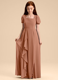 Azazie Priya Junior Bronzer A-Line Blouson Chiffon Dress image5