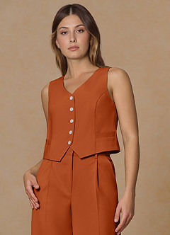 front Rowan Naranja Quemada Chaleco de rendimiento de tejido refinado