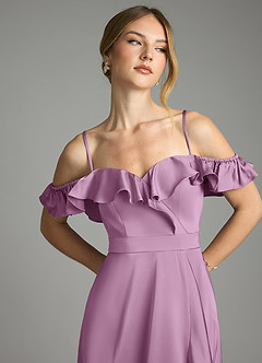 Azazie Lyra Bridesmaid Dresses Wisteria A-Line Off the Shoulder Stretch Satin Convertible Dress image11