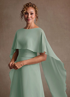 Azazie Marilla Mother of the Bride Dresses Agave A-Line Pleated Chiffon Dress image8
