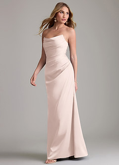 Azazie Lucille Bridesmaid Dresses Blushing Pink Mermaid Strapless Stretch Satin Convertible Dress image3