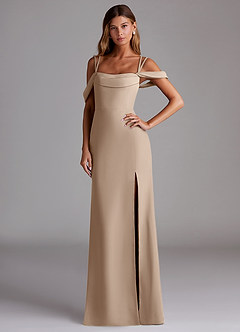 Azazie Callan Jurken voor bruidsmeisjes Converteerbaar Jurk van Chiffon met Zeemeermin Geplooid Taupe image1