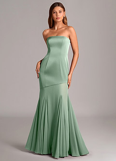 Azazie Uma Brudtärnklänningar Klä av Sjöjungfru i Chiffong Axelbandslös Agave Konvertibel image1