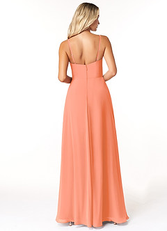 Azazie Moira Brautjungfernkleider A-Linie Schaufel Chiffon Kleid Sonnenuntergang image2