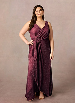 Azazie Tuscon vestidos de madre de la novia Vestido de Baya de Malla Metálica de Corte En A con Volante image6