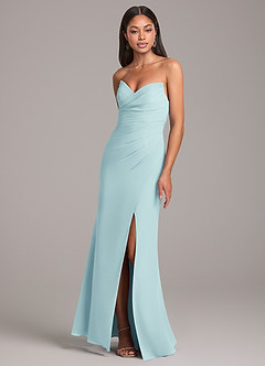 Azazie Yola Bridesmaid Dresses Sea Glass Sheath Pleated Chiffon Convertible Dress image3