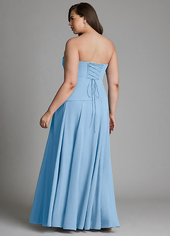 Azazie Gabriela Bridesmaid Dresses Powder Blue A-Line Corset Chiffon Dress image20