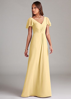 Azazie Soren Bridesmaid Dresses Butter A-Line Ruched Chiffon Dress image4