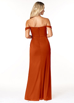 Azazie Tessa Brautjungfernkleider Wandelbar Etui Schulterfreier Schatz Gittergewebe Kleid Paprika image6