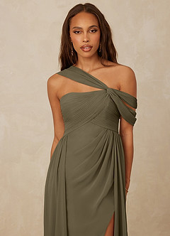 Christian Siriano Bridal for Azazie 1014 Bridesmaid Dresses Willow Green A-Line Off the Shoulder Chiffon Dress image6