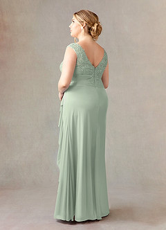 Azazie Edelin Mother of the Bride Dresses Dusty Sage A-Line Sweetheart Neckline Pleated Mesh Dress image11