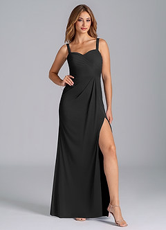 Azazie Micky Brudtärnklänningar Klänning av A-Linje i Maska Plisserad Svart image4