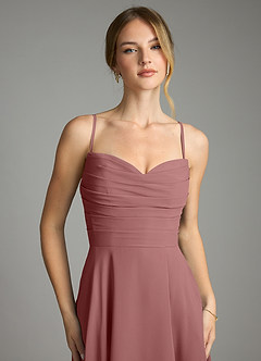 Azazie Ayla Abiti da Damigella Abito A-Line in Chiffon Scollo a Cuore Rosa Del Deserto image5