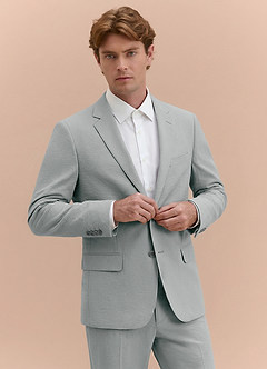 front Miles Light Grey Seersucker Trousers Suit