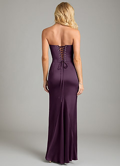 Azazie Sorrel Bridesmaid Dresses Plum Mermaid Strapless Stretch Satin Convertible Dress image2