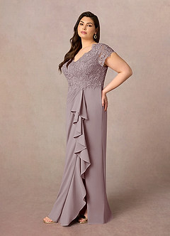Azazie Carmen Mother of the Bride Dresses Vintage Mauve Sheath Lace Dress image8