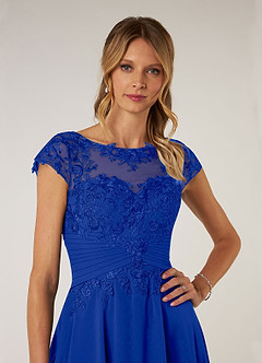 Azazie Shonda vestidos de madre de la novia Vestido de Azul Real de Gasa con Encaje image6