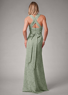 Azazie Luci Bridesmaid Dresses Agave Mermaid Pleated Floral Burnout Convertible Dress image2