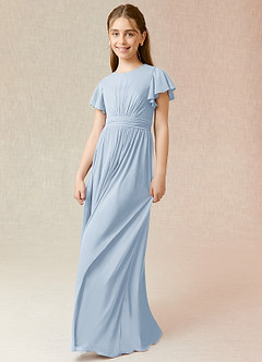 Azazie Mosley A-Line Ruched Mesh Floor-Length Dress image5
