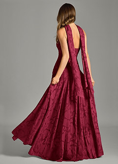 Azazie Gabriela Bridesmaid Dresses Burgundy A-Line Strapless Floral Burnout Dress image2