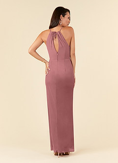 Azazie Hadid Mother of the Bride Dresses Desert Rose Sheath Pleated Mesh Dress image2