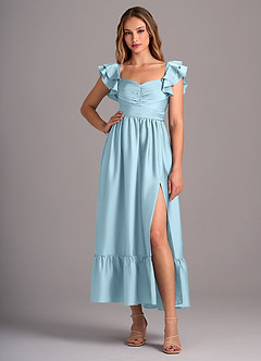 Azazie Anaya Bridesmaid Dresses Sky Blue A-Line Sweetheart Neckline Stretch Satin Convertible Dress image5